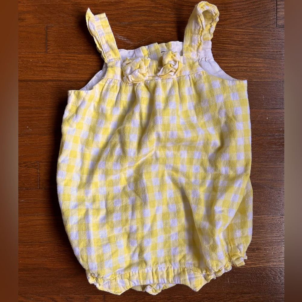 Janie and Jack yellow and white gingham playsuit